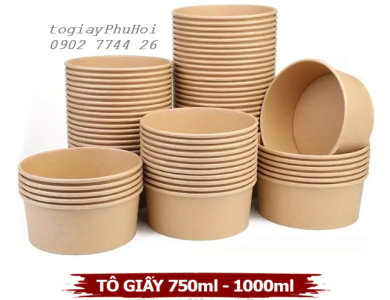 Tô giấy kraft 360ml – nắp PP